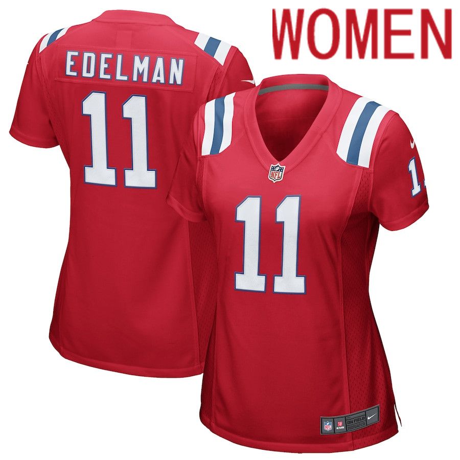 Women New England Patriots 11 Julian Edelman Nike Red Alternate Game NFL Jersey